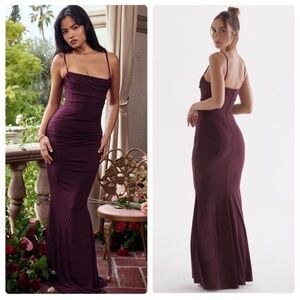House of CB Milena Maxi Dress Corset Dark
Cherry Size Large NWT